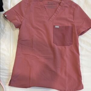 Figs Dusty Rose V-Neck Scrub Top